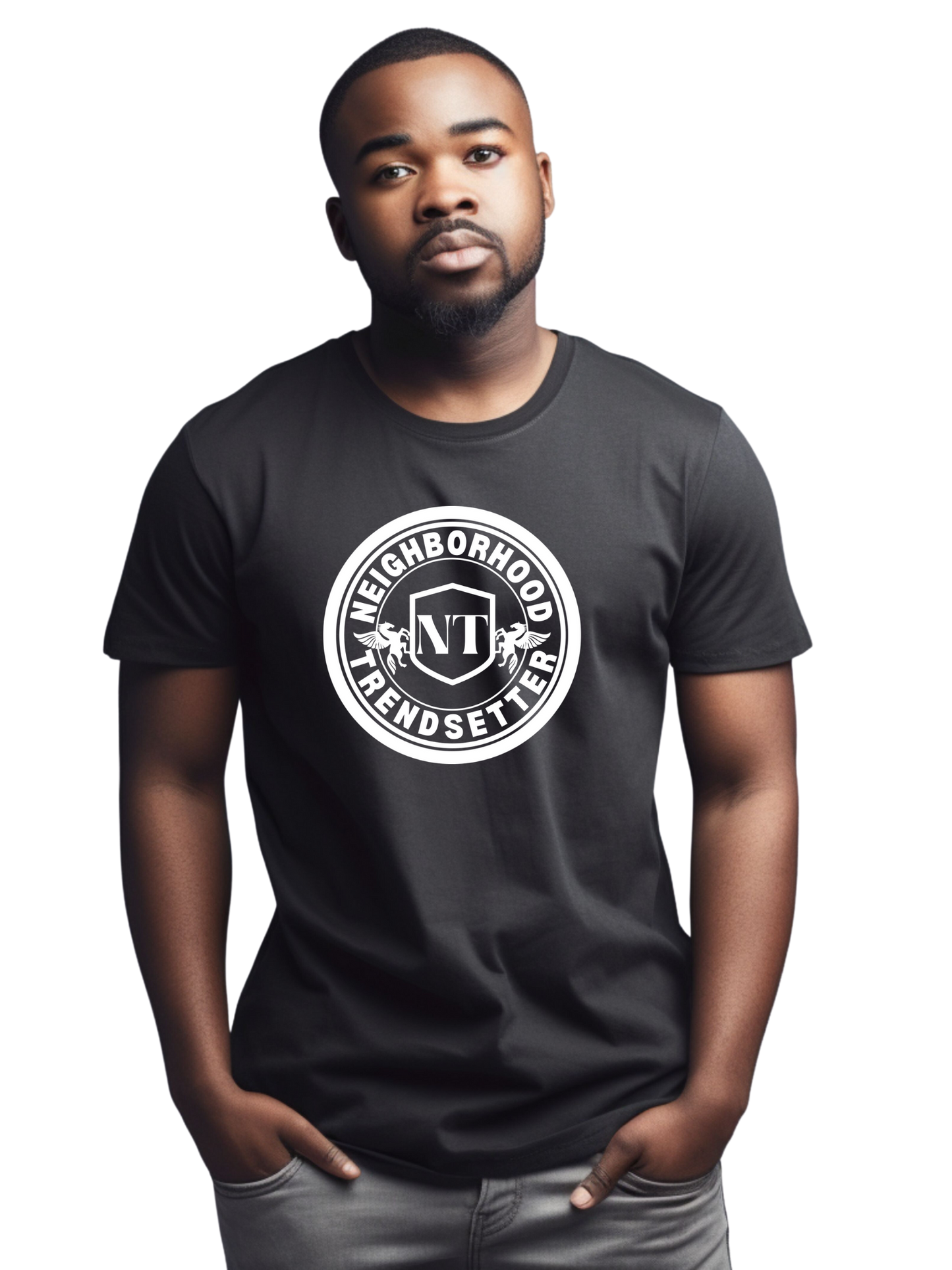 "Neighborhood Trendsetter" Classic Crest T-Shirt - Black
