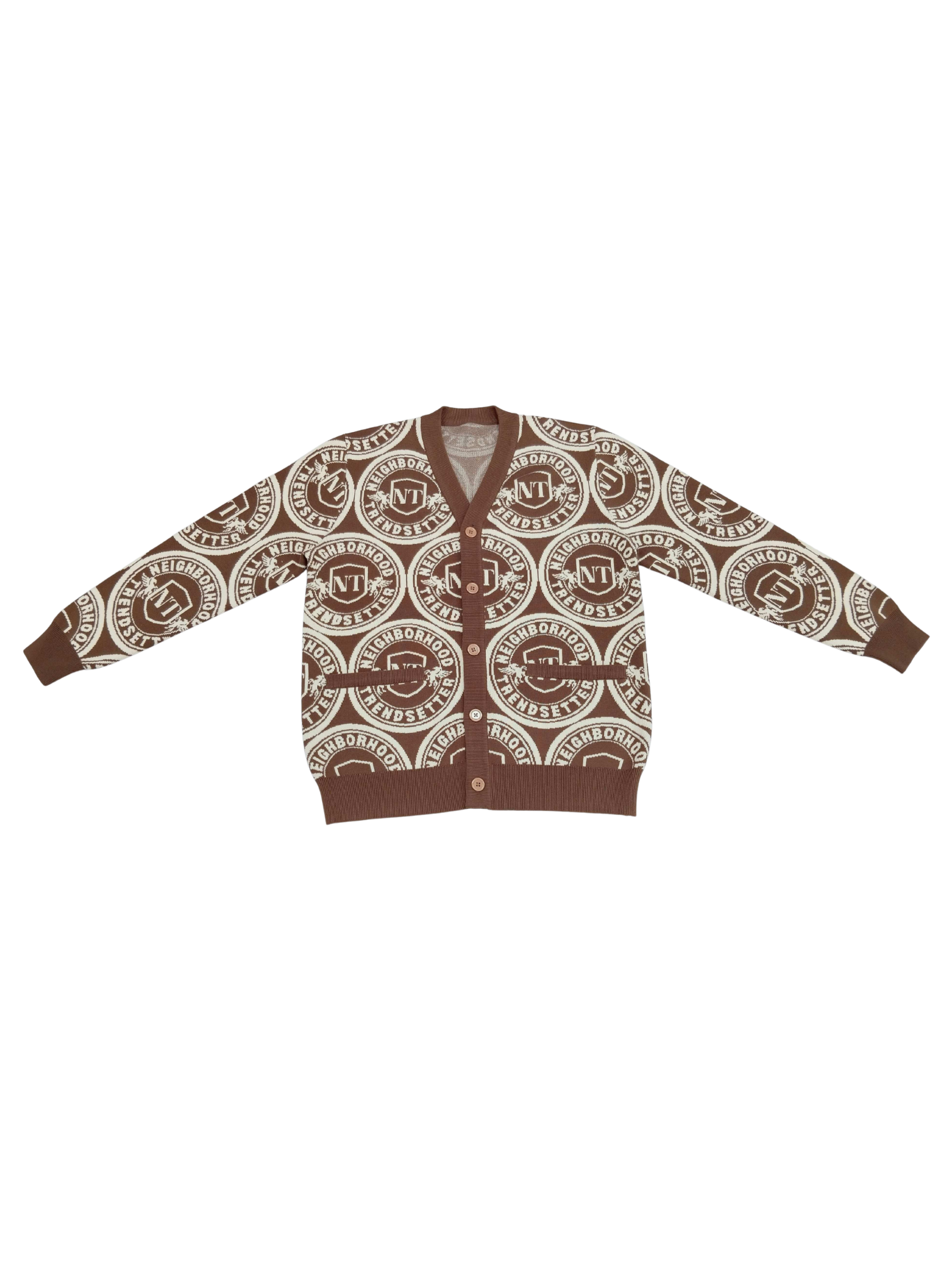 NT Logomania Cardigan Sweater— Chocolate – Neighborhood Trendsetter