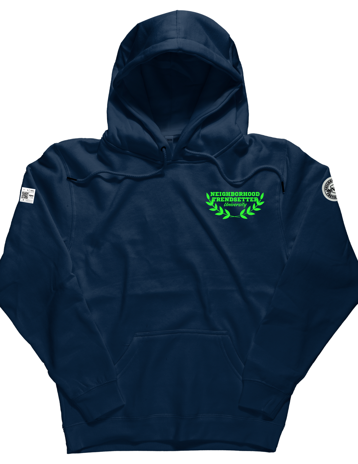 Neighborhood Trendsetter "University Campus Classic" Pullover Hoodie -Navy & Green
