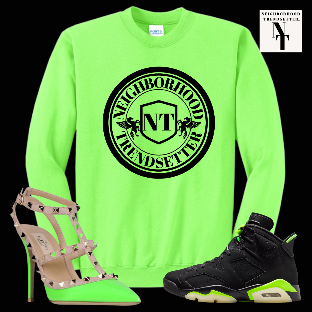 "Neighborhood Trendsetter" Highlighter Sweatshirt - Neon Green
