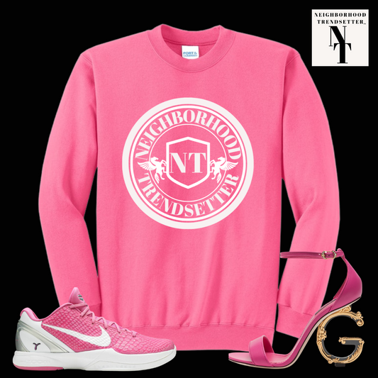 "Neighborhood Trendsetter" Highlighter Sweatshirt - Neon Pink