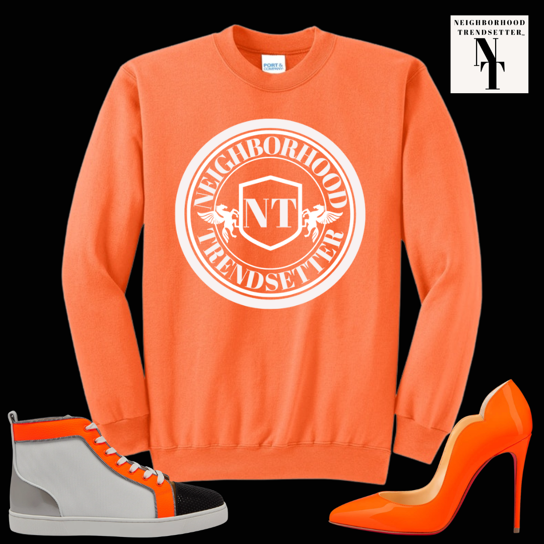 "Neighborhood Trendsetter" Highlighter Sweatshirt - Neon Orange