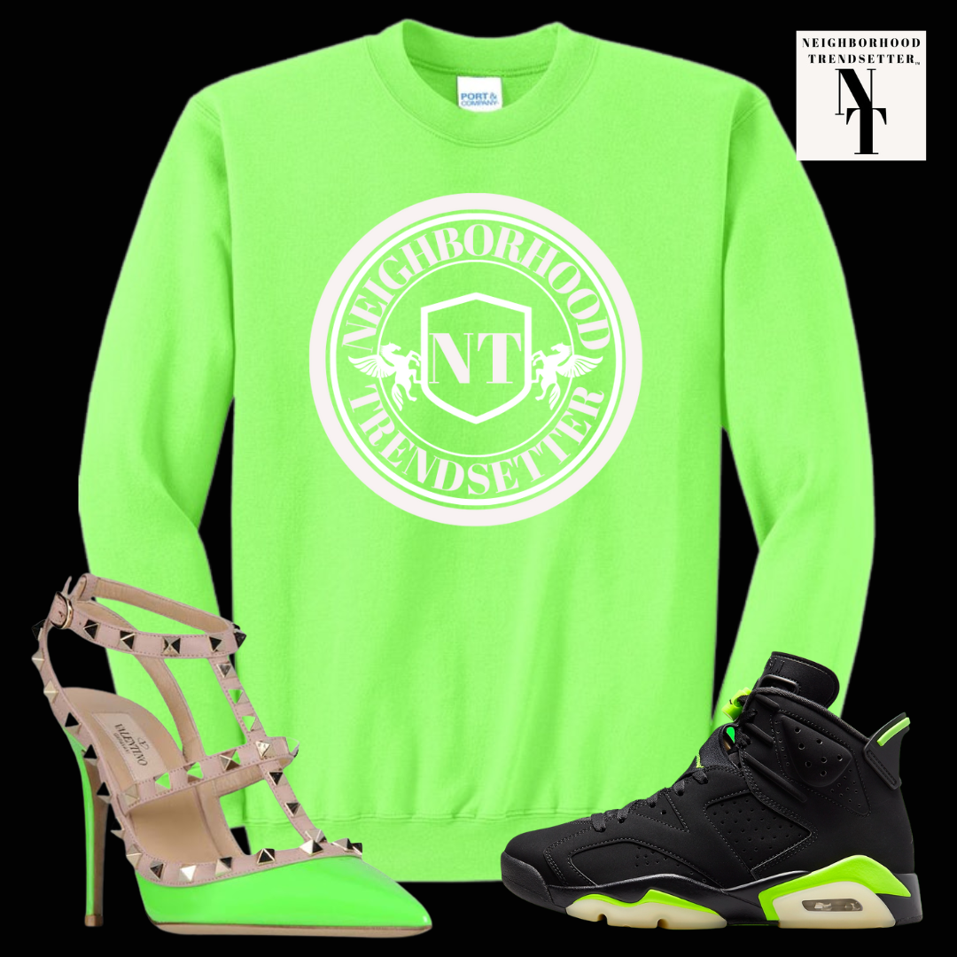 "Neighborhood Trendsetter" Highlighter Sweatshirt - Neon Green