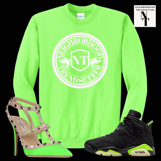 "Neighborhood Trendsetter" Highlighter Sweatshirt - Neon Green