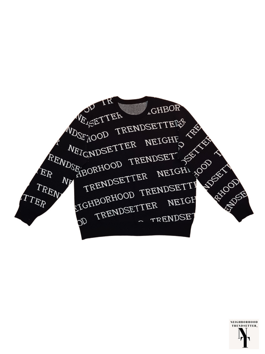 "Neighborhood Trendsetter" Serif print sweater